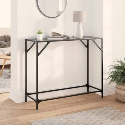 Vidaxl Console Table With Black Glass Top 98X35X81 Cm Steel - image 1