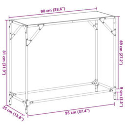 Vidaxl Console Table With Black Glass Top 98X35X81 Cm Steel - thumbnail 9