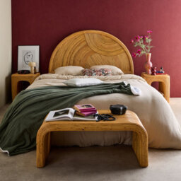 Sweeek - Natural Rattan Headboard Light Wood Bohemian Style Dimensions L160 X D4.5 X H130 Cm - thumbnail 1