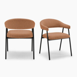 Furniturebox Uk 2X Delos Pale Terracotta Orange Fabric Dining Chairs - thumbnail 6
