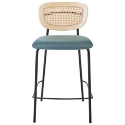 Beliani Set Of 2 Bar Chairs Mayetta Rattan Teal - thumbnail 5