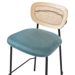 Beliani Set Of 2 Bar Chairs Mayetta Rattan Teal - thumbnail 7