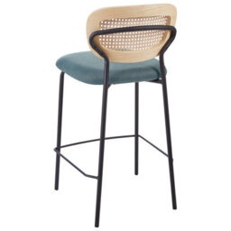 Beliani Set Of 2 Bar Chairs Mayetta Rattan Teal - thumbnail 6