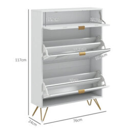Homcom Slim Shoe Storage Cabinet With Flip Drawers For Entryway, Hallway, White - thumbnail 3