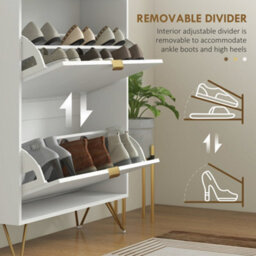 Homcom Slim Shoe Storage Cabinet With Flip Drawers For Entryway, Hallway, White - thumbnail 6