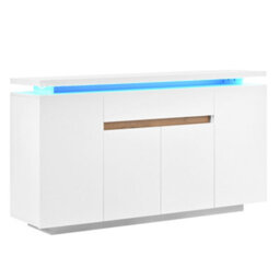 Merax Sideboard Cabinet With Led Light, 4 Doors & 1 Drawer, Adjustable Shelves, Tv Stand, Storage Cupboard, White - thumbnail 9