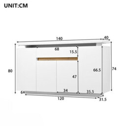 Merax Sideboard Cabinet With Led Light, 4 Doors & 1 Drawer, Adjustable Shelves, Tv Stand, Storage Cupboard, White - thumbnail 5