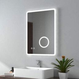 Emke Bluetooth Bathroom Mirror 500 X 700mm Led Mirror With Touch Switch, Demister, Shaver Socket, 3X Magnifying - thumbnail 1