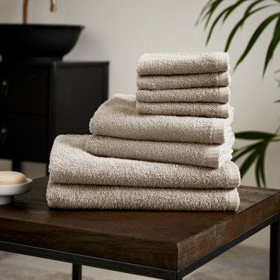 Catherine Lansfield Quick Dry Cotton 30X30 Cm, 50X85 Cm, 270X120 Cm 8 Piece Towel Set Natural - image 1