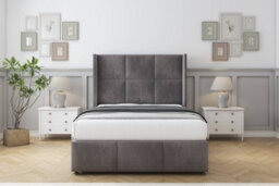 "Comfort Charlie Slate Naples Divan Bed Set 2 Drawers Foot-End - 54"" Wingback & 12"" Footboard 5' King" - thumbnail 1