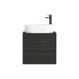 Royal Bathrooms Turin 800mm Wall Mounted Bathroom Vanity Unit With Sink 2 Drawer Hale Black & Peak Countertop Basin - thumbnail 5