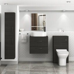 Royal Bathrooms Turin 800mm Wall Mounted Bathroom Vanity Unit With Sink 2 Drawer Hale Black & Peak Countertop Basin - thumbnail 3