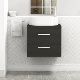 Royal Bathrooms Turin 800mm Wall Mounted Bathroom Vanity Unit With Sink 2 Drawer Hale Black & Peak Countertop Basin - thumbnail 1