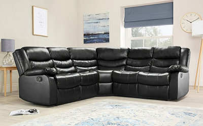 SquareBoxx Milano Corner Recliner Sofa Black Leather - image 1
