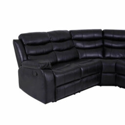 SquareBoxx Milano Corner Recliner Sofa Black Leather - thumbnail 5