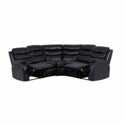 SquareBoxx Milano Corner Recliner Sofa Black Leather - thumbnail 3