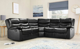 SquareBoxx Milano Corner Recliner Sofa Black Leather - thumbnail 1