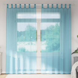 Berkfield Durable Voile Curtains With Rod Pockets 2 Pcs Turquoise - thumbnail 2
