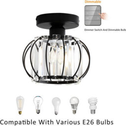 Crystal Ceiling Light E27 Modern Chandelier For Living Room Bedroom Hallway Blub Not Included - thumbnail 5