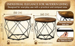 Hygrad Built to Survive 2 X Set Of Round Industrial Look Rustic End Nesting Side End Tables Stools With Crystal Shape Metal Frame - thumbnail 9