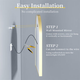 Luvodi 900X600mm Gold Arch Led Bathroom Mirror Sleek Aluminum Fram Demister Vanity Mirror - thumbnail 8
