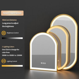 Luvodi 900X600mm Gold Arch Led Bathroom Mirror Sleek Aluminum Fram Demister Vanity Mirror - thumbnail 5