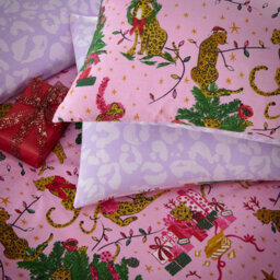 Furn. Purrfect Christmas Festive Reversible Duvet Cover Set, Super King, Pink - thumbnail 4