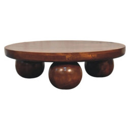 Wyld Haus Reims Chestnut Round Mango Wood Coffee Table With Ball Feet - thumbnail 2