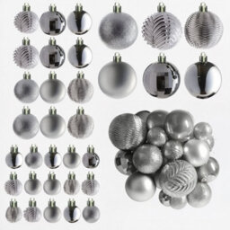 Neo Silver 36Pcs Christmas Tree Ornaments Set Baubles Glitter Balls Holiday Festive Decorations - thumbnail 6