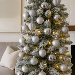 Neo Silver 36Pcs Christmas Tree Ornaments Set Baubles Glitter Balls Holiday Festive Decorations - thumbnail 2