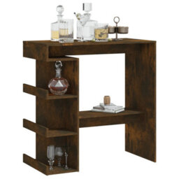 Berkfield Bar Table With Storage Rack Smoked Oak 100X50X101.5Cm Engineered Wood - thumbnail 4