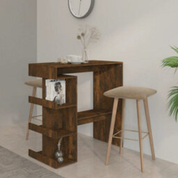 Berkfield Bar Table With Storage Rack Smoked Oak 100X50X101.5Cm Engineered Wood - thumbnail 1