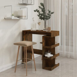 Berkfield Bar Table With Storage Rack Smoked Oak 100X50X101.5Cm Engineered Wood - thumbnail 3