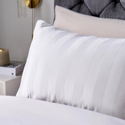 OHS Velvet Stripe Super Soft Duvet Cover Bedding Set, Double - Cream - thumbnail 3