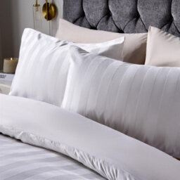 OHS Velvet Stripe Super Soft Duvet Cover Bedding Set, Double - Cream - thumbnail 2