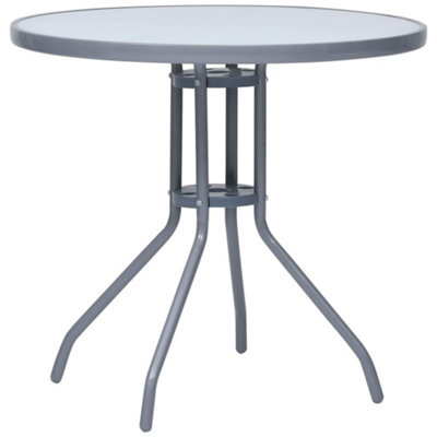 Walplus Garden Table Light Grey 80 Cm Steel And Glass - image 1