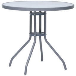 Walplus Garden Table Light Grey 80 Cm Steel And Glass - thumbnail 1