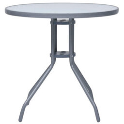 Walplus Garden Table Light Grey 80 Cm Steel And Glass - thumbnail 2