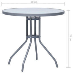 Walplus Garden Table Light Grey 80 Cm Steel And Glass - thumbnail 5