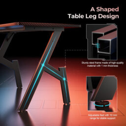 Precision Synergie Gaming Desk 100Cm Full Board, Pc Computer Desk For Home Office,  Carbon Fibre Black - thumbnail 6