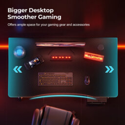 Precision Synergie Gaming Desk 100Cm Full Board, Pc Computer Desk For Home Office,  Carbon Fibre Black - thumbnail 3
