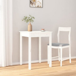 Berkfield Dining Table White 55X55X75 Cm Solid Wood Pine - thumbnail 5