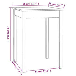 Berkfield Dining Table White 55X55X75 Cm Solid Wood Pine - thumbnail 8