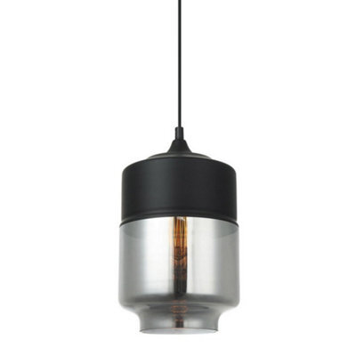 Luminosa Lighting Luminosa Modern Hanging Pendant Black 1 Light  With Black, Smoky Shade, E27 Dimmable - image 1