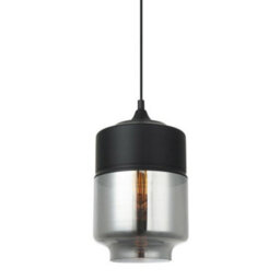 Luminosa Lighting Luminosa Modern Hanging Pendant Black 1 Light  With Black, Smoky Shade, E27 Dimmable - thumbnail 1