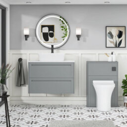 Royal Bathrooms Royal Bathroom Elmore 800mm Matt Pebble Grey Wall Mounted Countertop Bathroom Vanity Unit 2 Drawer With Cube Basin - thumbnail 5