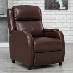 More4Homes Churwell Bonded Leather Pushback Recliner Armchair Sofa Cinema Chair Reclining (Brown)