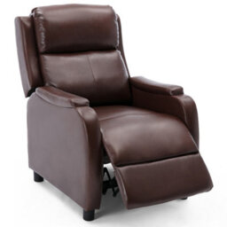 More4Homes Churwell Bonded Leather Pushback Recliner Armchair Sofa Cinema Chair Reclining (Brown) - thumbnail 3