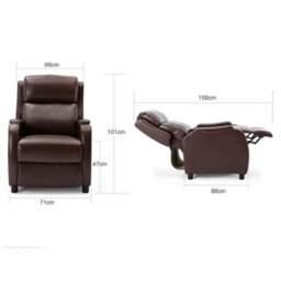 More4Homes Churwell Bonded Leather Pushback Recliner Armchair Sofa Cinema Chair Reclining (Brown) - thumbnail 9