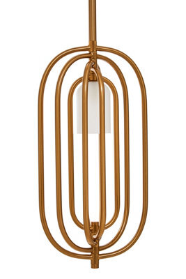Orsina Frosted Glass Pendant Light With Gold Finish, Oval Metal Frame Ceiling Light Fixture, Decorative Pendant Lamp - image 1